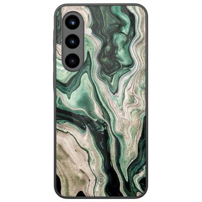 Samsung Galaxy A56 glazen hardcase - Green waves Samsung Galaxy A56 glazen hardcase - Green waves