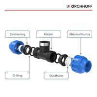 Kirchhoff PP T-adapter, 20 mm x 1/2"IG x 20 mm, klemkoppeling voor HDPE - 984844417 - thumbnail