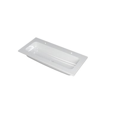 INK Faktor Wastafel Polystone Centraal met 2 Kraangaten - 1000x450x15 mm - Glans Wit