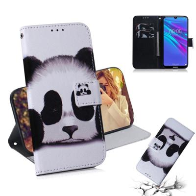 Panda patroon gekleurde tekening horizontale Flip lederen case voor Huawei Y6 (2019) met houder & card slots & portemonnee Panda patroon gekleurde tekening horizontale Flip lederen case voor Huawei Y6 (2019) met houder & card slots & portemonnee