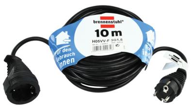 Brennenstuhl Kwaliteits kunststof verlengsnoer 10m zwart H05VV-F 3G1,5 - 1165460 - thumbnail