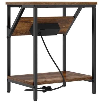 Nachtkastje 2 pcs Gerookt eiken 38 x 30 x 48 cm Bewerkt hout