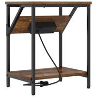 Nachtkastje 2 pcs Gerookt eiken 38 x 30 x 48 cm Bewerkt hout - thumbnail