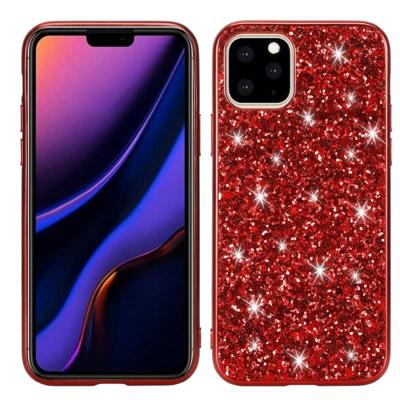 Glitter poeder schokbestendig TPU beschermende case voor iPhone 11 Pro (rood)