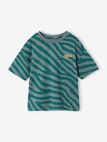 T-shirt zebra korte mouwen jongen petrolblauw - thumbnail