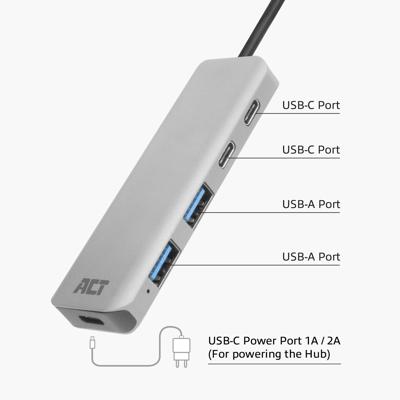 ACT AC6125 USB-A hub USB-C power poort