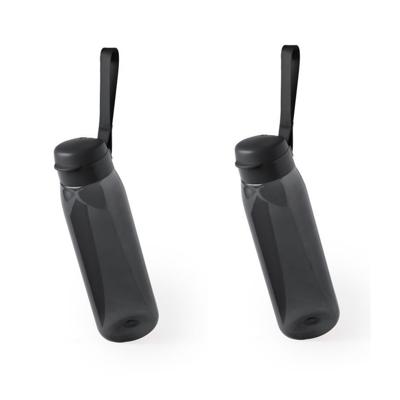 Set van 2x stuks drinkfles/waterfles/sport bidon zwart kunststof 820 ml - Drinkflessen Set van 2x stuks drinkfles/waterfles/sport bidon zwart kunststof 820 ml - Drinkflessen