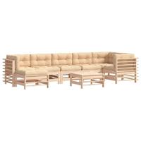 8-delige Loungeset met kussens massief hout - thumbnail
