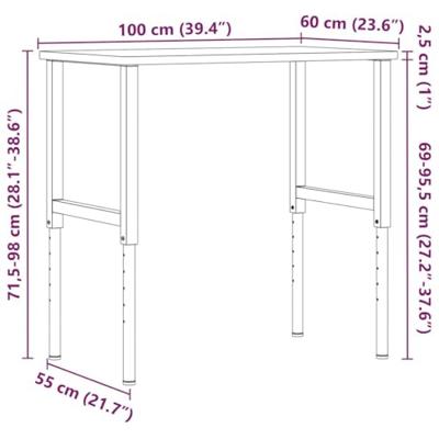 Werkbank rechthoek 100x60x(71,5-98) cm eikenhout lichtbruin