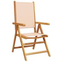 Tuinstoelen 2 st massief acaciahout en stof beige - thumbnail