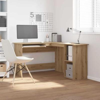 Hoekbureau 120x140x75 cm bewerkt hout artisanaal eikenkleur