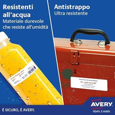 Avery-Zweckform L6103-20 Folie-etiketten 45.7 x 21.2 mm Polyester folie Geel 960 stuk(s) Permanent hechtend Laser (kleur), Laser (zwart/wit), Kopiëren (kleur),