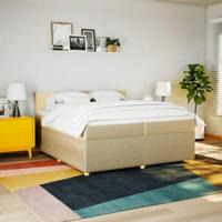 Boxspring met matras stof crèmekleurig 200x200 cm - thumbnail