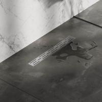 Brauer Douchegoot met Standaard Rooster en Flens - 60 cm - Rvs Geborsteld - thumbnail