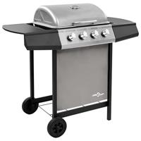 VidaXL Gasbarbecue met 4 branders zwart en zilverkleurig - thumbnail