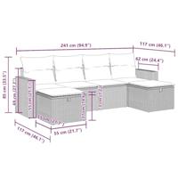 6-delige Loungeset met kussens poly rattan beige - thumbnail