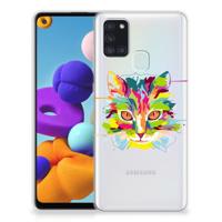 Samsung Galaxy A21s Telefoonhoesje met Naam Cat Color - thumbnail