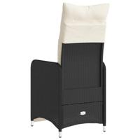 Tuinstoelen 2 st verstelbaar met kussens poly rattan zwart - thumbnail