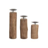 KaarshoudersHome ESPRIT Bruin Zwart Natuurlijk Ijzer Teakhout 8 x 8 x 30 cm (3 Stuks) - thumbnail