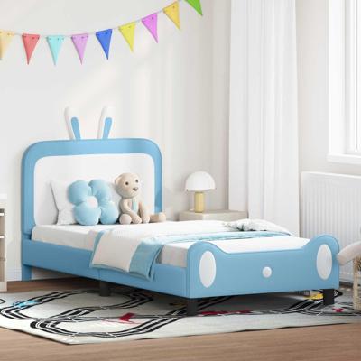 Bedframe voor kinderen met hoofdbord Blauw 90 x 190 cm PU