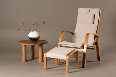 Nohr Fauteuil 'Corene' Met voetenbank, Eiken, kleur Beige