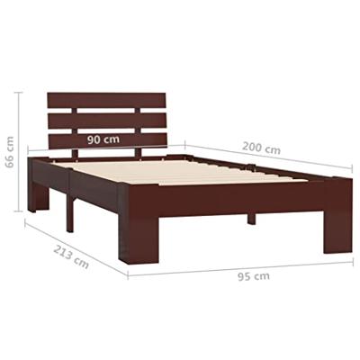 VidaXL Bedframe massief grenenhout donkerbruin 90x200 cm VidaXL Bedframe massief grenenhout donkerbruin 90x200 cm