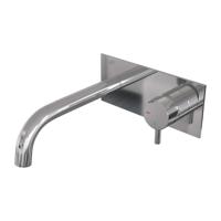 Brauer Chrome Edition Inbouw Wastafelmengkraan met Gebogen Uitloop en Afdekplaat Model B1 Chroom - thumbnail