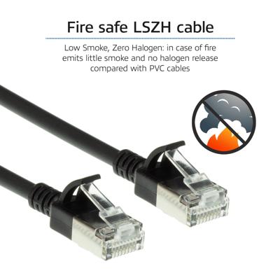 ACT DC7903 LSZH U/FTP CAT6A Datacenter Slimline Patchkabel Snagless | RJ45 Connectoren | Zwart | 3 meter