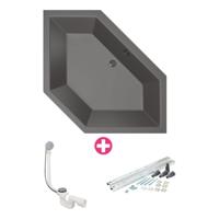 Ligbad Xenz Society 145 6-hoekig 145x145x50 cm Inbouw Acryl Antraciet - thumbnail