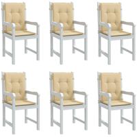 VidaXL Stoelkussens 6 st lage rug 100x50x4 cm stof gemêleerd beige - thumbnail
