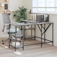 Bureau 139x139x75 cm bewerkt hout grijs sonoma eikenkleurig - thumbnail