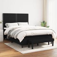 Boxspring met matras stof zwart 140x190 cm - thumbnail