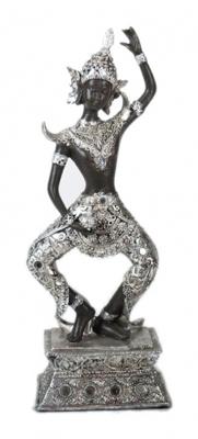 Gerimport beeld Boeddha 34 x 12 x 8 cm polyresin zilver