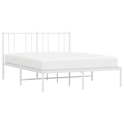 Bedframe met hoofdbord metaal wit 160x200 cm