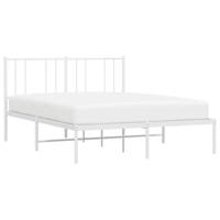 Bedframe met hoofdbord metaal wit 160x200 cm - thumbnail