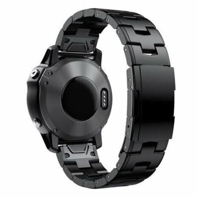 By Qubix - Titanium schakelband - Zwart - Compatible met Garmin Fenix 8-51mm - Compatible Garmin bandje