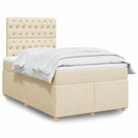 Boxspring met matras stof crèmekleurig 120x200 cm - thumbnail