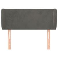 Hoofdbord met randen 103x23x118/128 cm fluweel donkergrijs - thumbnail