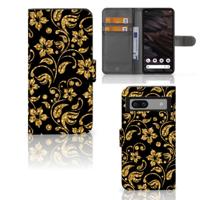 Google Pixel 7A Hoesje Gouden Bloemen - thumbnail