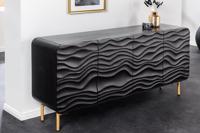 Design dressoir WAVE 160cm zwart mat goud mango massief hout - 43476 - thumbnail