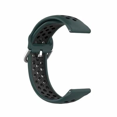 By Qubix - Siliconen sportbandje met gesp - Donkergroen + zwart - Compatible met Garmin Vivoactive 6 / Vivoactive 5 / Vivoactive 3 - Compatible Garmin bandje