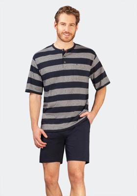 Blauw grijs gestreepte heren shortama Hajo