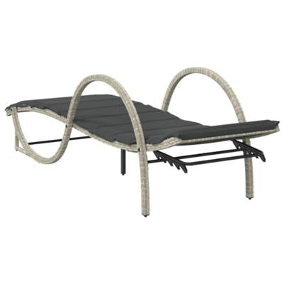 Ligbedden 2 st met tafel poly rattan lichtgrijs - thumbnail