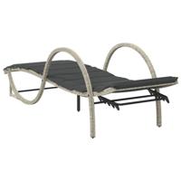Ligbedden 2 st met tafel poly rattan lichtgrijs - thumbnail