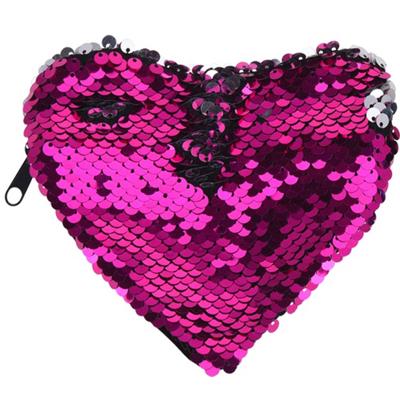 Free and Easy pailletten portemonnee hart roze/zilver