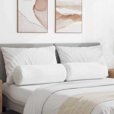 Bolster Kussens 2 pcs Wit 25 x 70 cm Stof Bolster Kussens 2 pcs Wit 25 x 70 cm Stof