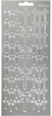 Creativ Company Stickers, kruis, vel 10x23 cm, zilver, 1 vel