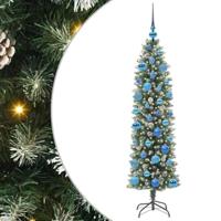 VidaXL Kunstmatige slanke kerstboom met 150 led groen en wit 150 cm - thumbnail