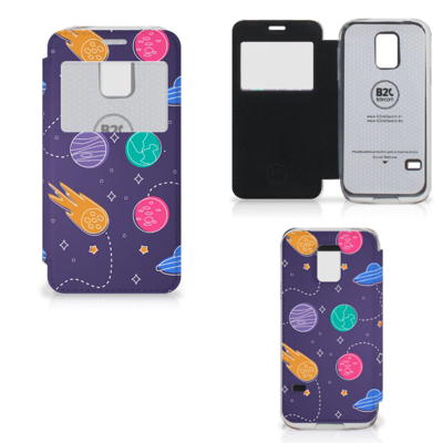 Samsung Galaxy S5 Mini Wallet Case met Pasjes Space Samsung Galaxy S5 Mini Wallet Case met Pasjes Space