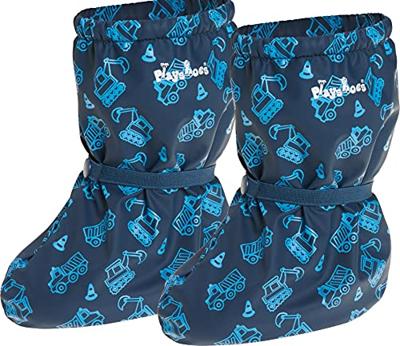 Playshoes overschoenen fleece gevoerd Bouwwagens Marine-S